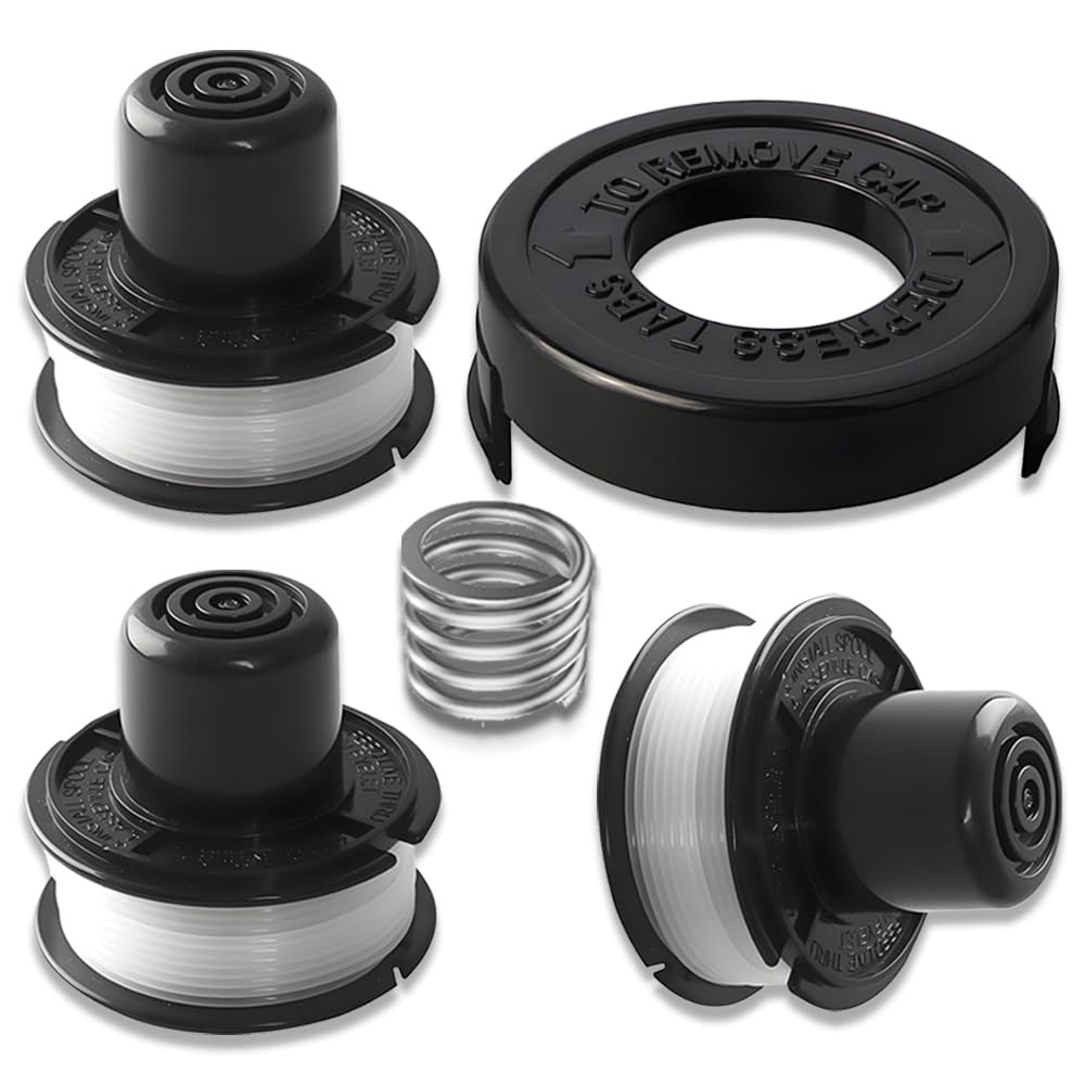 3 Trimmer Spool Line 1 Spool Cover Cap 1 Spring Compatible with Black & Decker GL250/GL310/GL360, A6226-XJ Strimmer Spool Wire Replacement (1.6mm × 6m)
