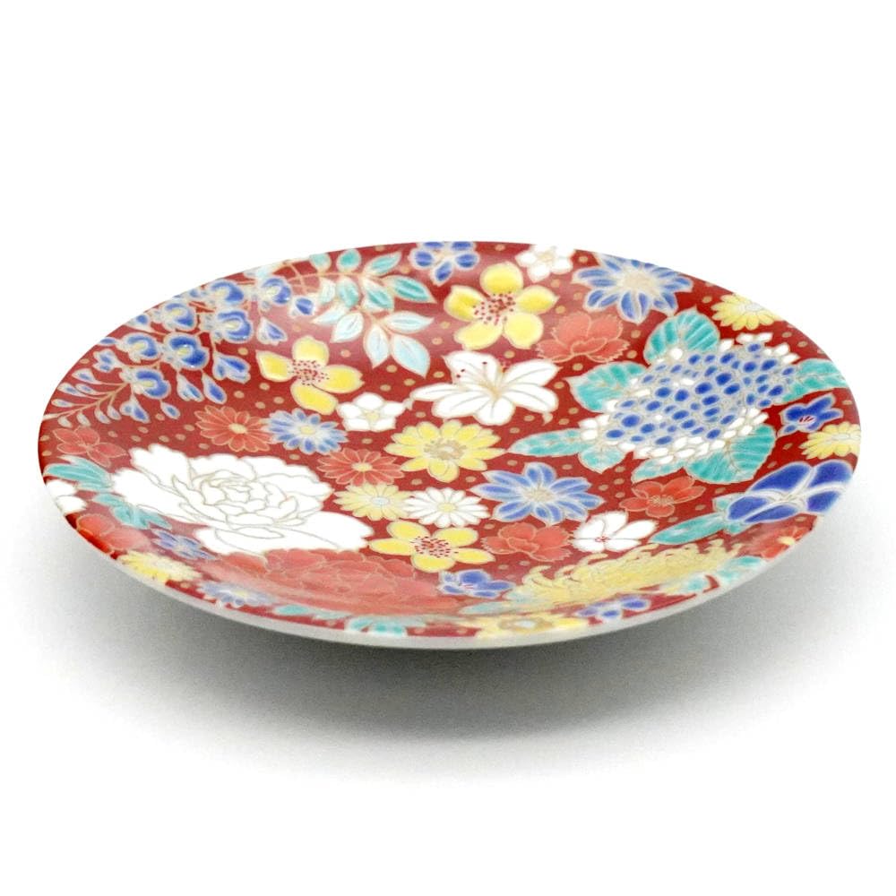 Amazon | 九谷焼 青郊窯 4号皿 花詰 KSO-440 磁器 日本製 | 北山堂