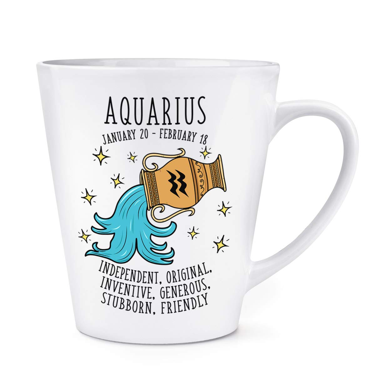Gift Base White Aquarius Horoscope 12Oz Latte Mug Cup