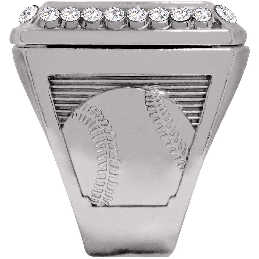Crown Awards Baseball Champion Ring, Silver Deluxe Baseball Ring, Size 12