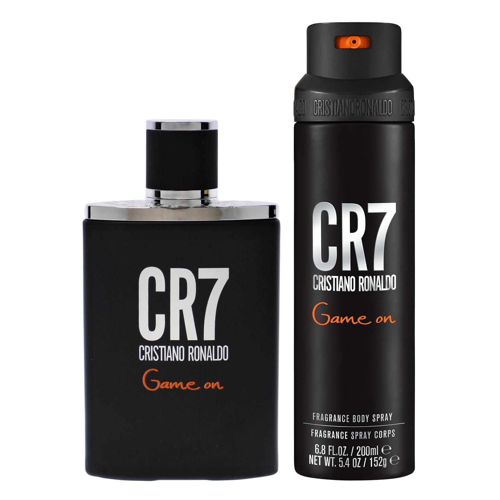 CR7 Game On by Cristiano Ronaldo EDT Spray and Body Spray Mens Fragrance Set - Classic Scent with Papaya, Ice, Cedar, and Cashmere Wood Notes - 2 pc