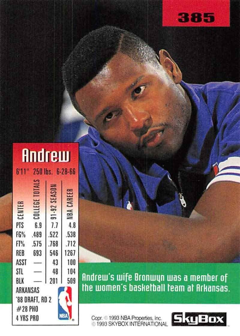 Amazon.com: 1992-93 SkyBox Basketball #385 Andrew Lang