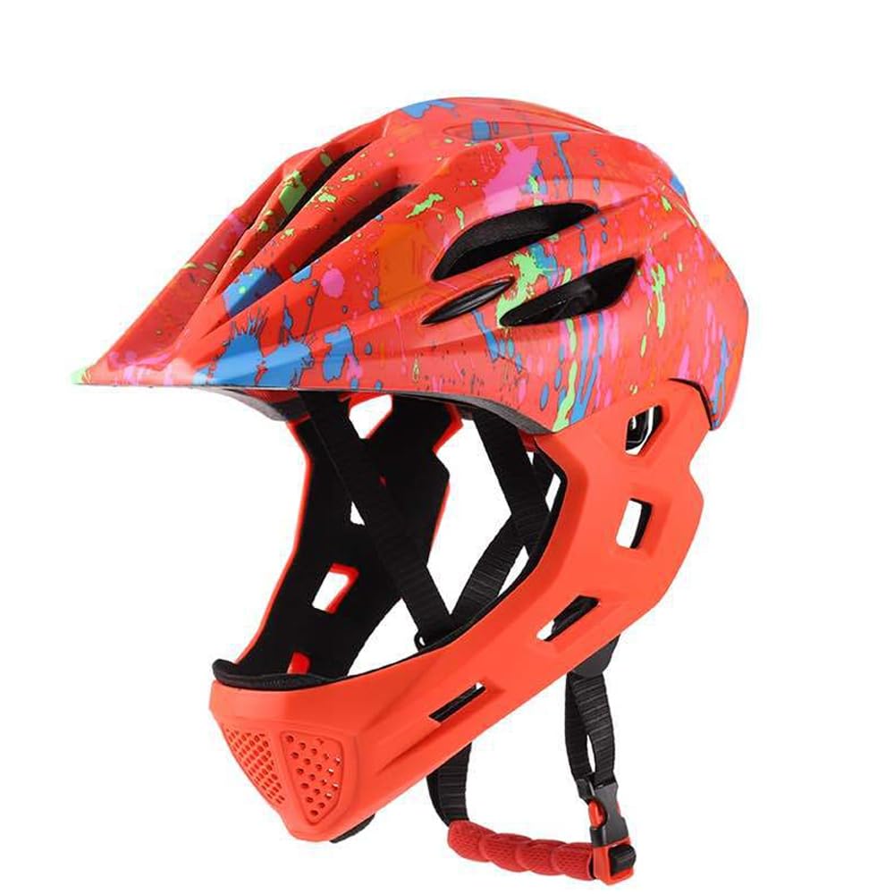 Lixada Kids Full Face Bike Helmet, Kids Bike Helmets Lightweight Detachable Full Face Bicycle Helmets with LED Light for MTB Skateboarding Scooter Roller Skating Cycling 46-54CM