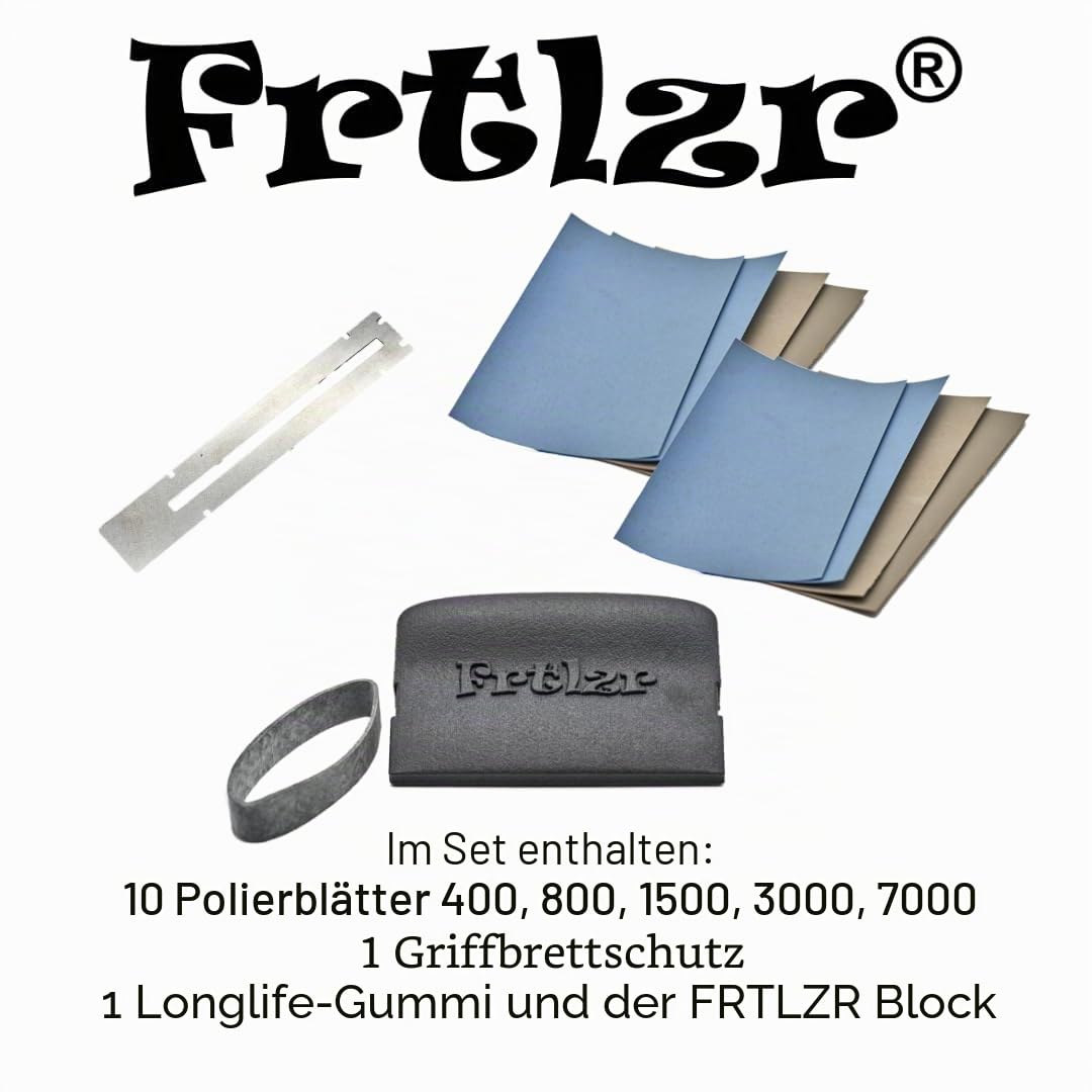 Basic Gitarrenbund-Polierset, professionelles MicroMesh-System, hergestellt in Deutschland, ergonomisches Design, Bund-Finish-Kit