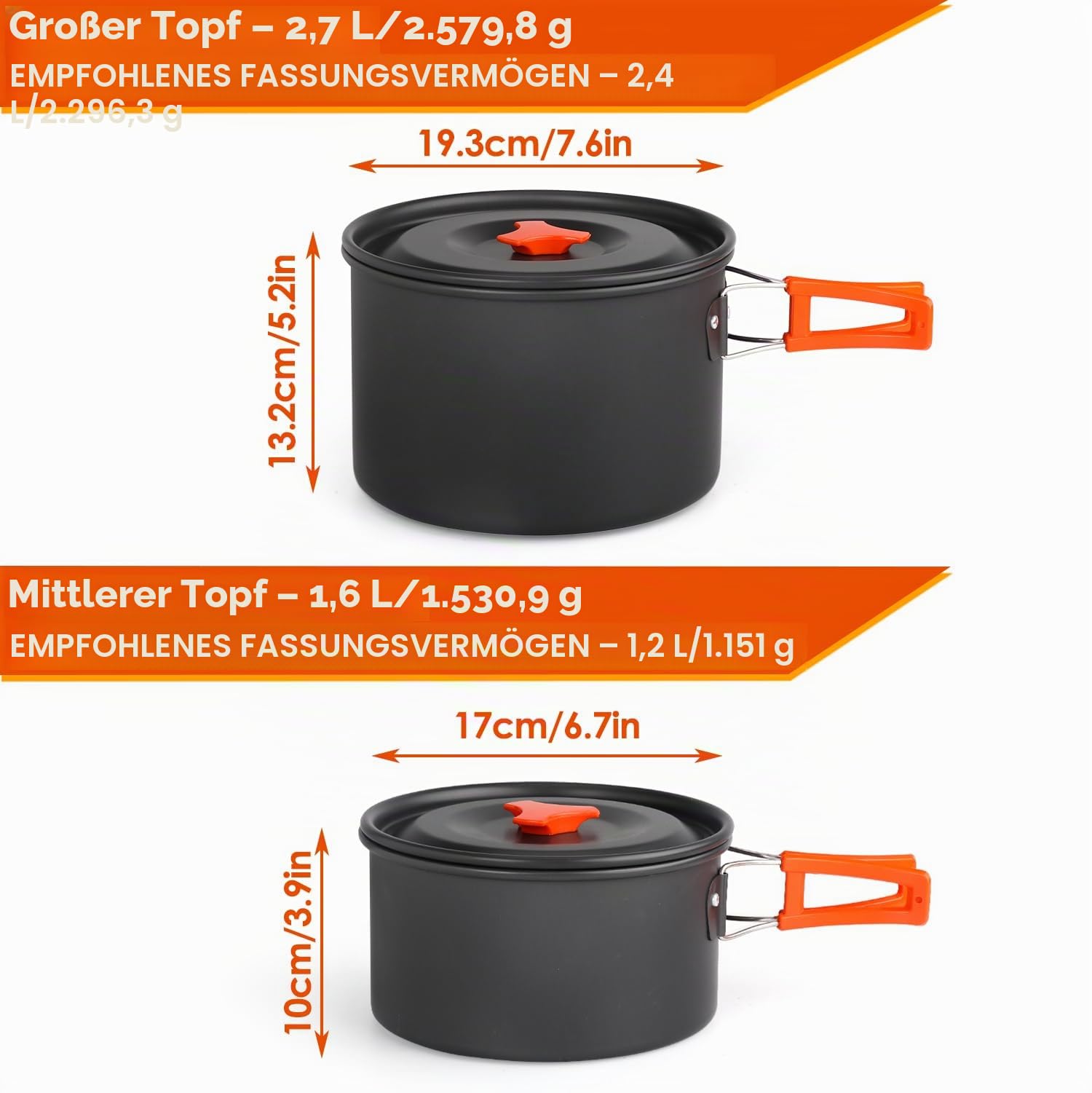 Gutsdoor Camping Cookware Set Camping Cooking Set Non Stick Family Backpacking Cooking Set Lightweight Stackable Pot Pan Bowls with Storage Bag for Outdoor Hiking