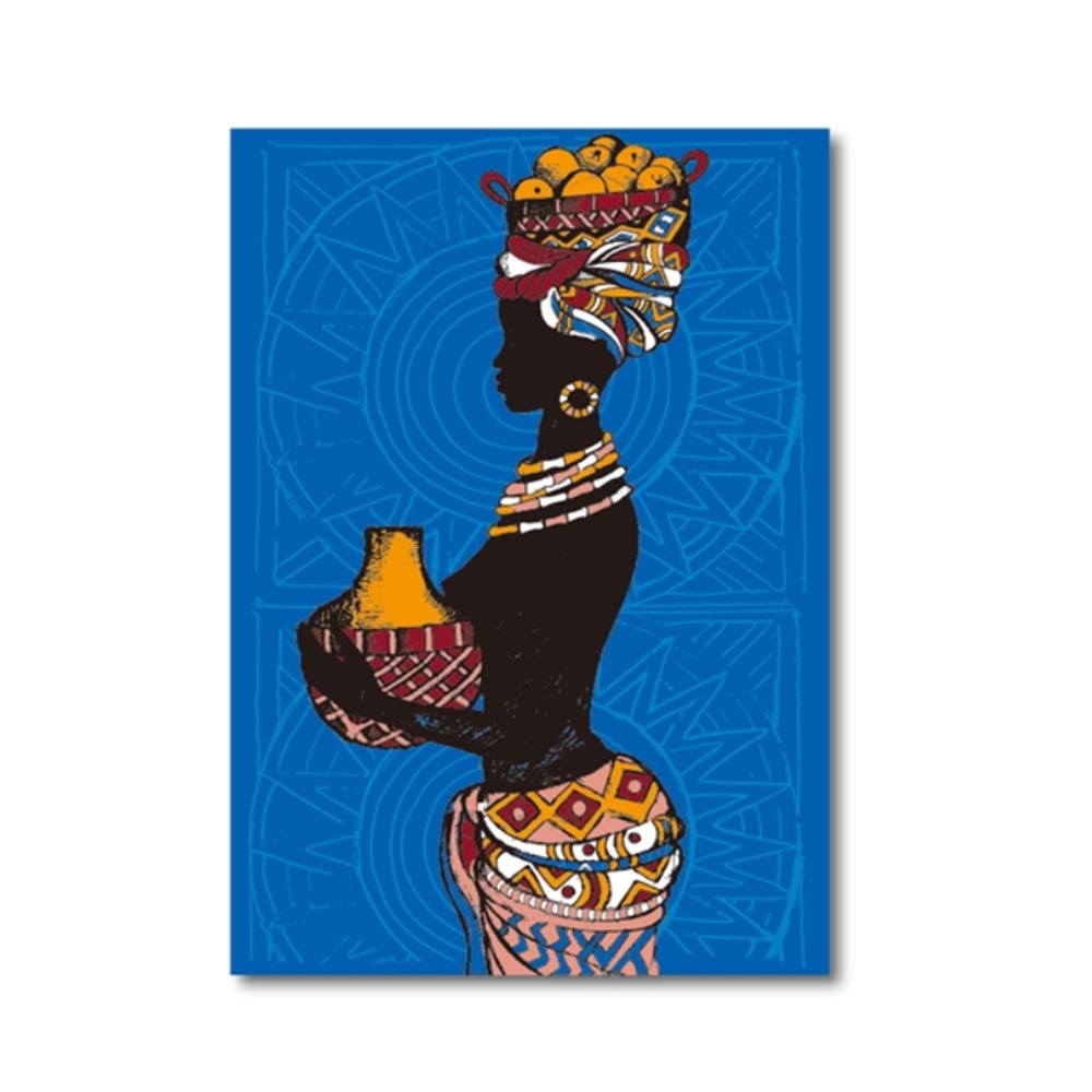 Illustration Belle Femme Noire Africaine haut de gamme, impression sur toile fine encadrée