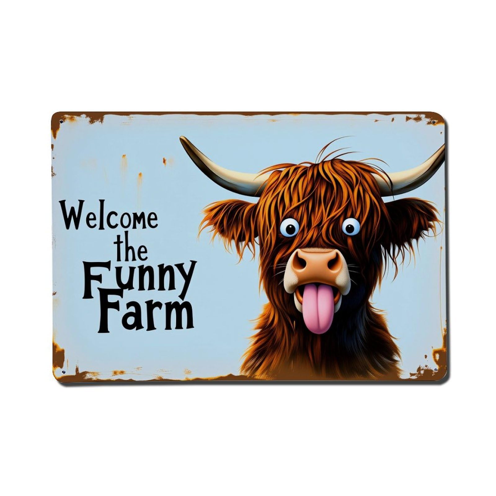 Funny Farm Cow Face Pattern Tin Sign Vintage Metal Poster Retro Bar, Home, Man Cave, Kitchen, Laundry Room Wall Art Decor Gift 8x12 Inch