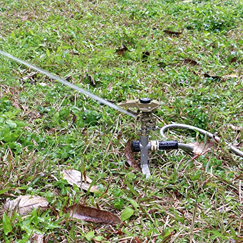 Styddi Metal Impact Sprinkler On Metal Step Spike Base, Zinc Pulsating Sprinkler With Adjustable Circular Spray Patterns And Distance, Watering Up To 5800 Square Foot, Perfect For Yard, Lawn, Garden #TOP6