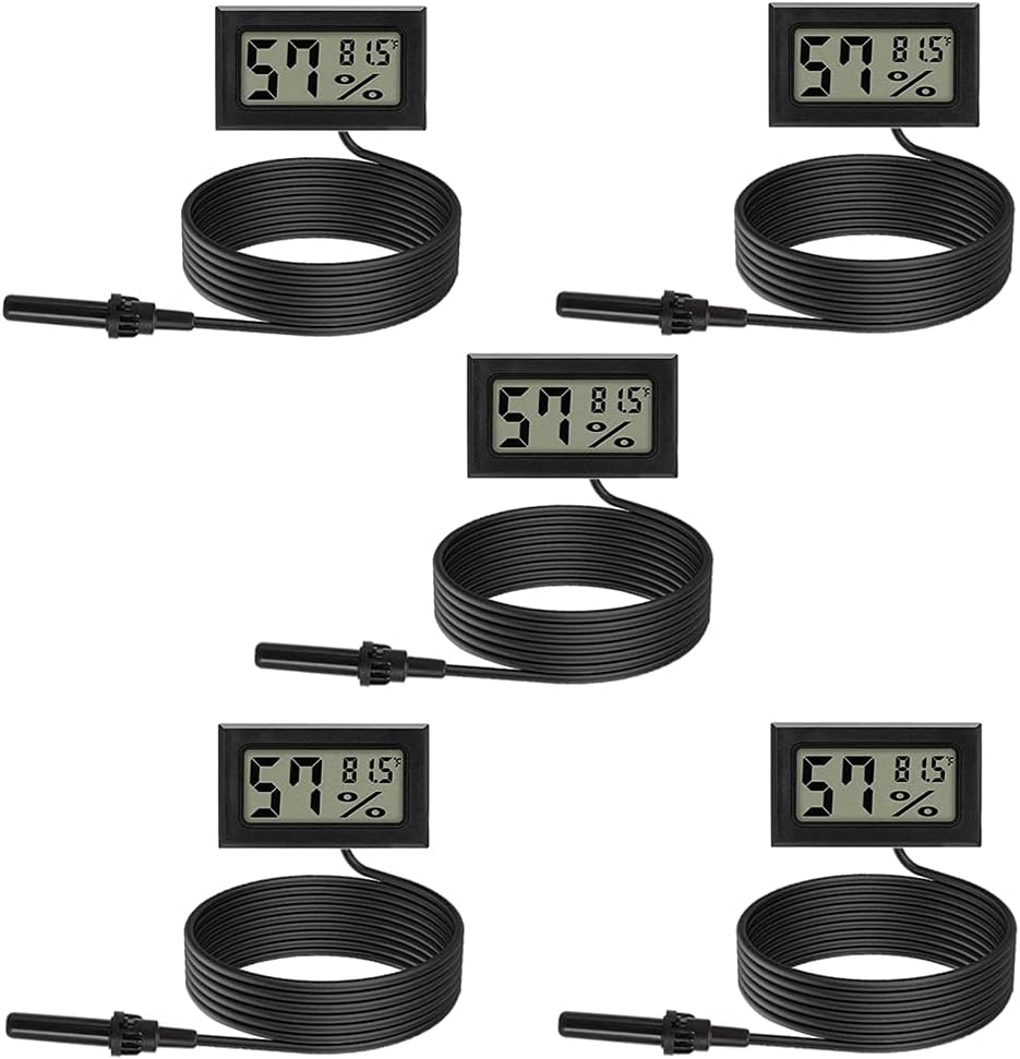 Buy Rojuna Mini Hygrometer Thermometer with Cable Probe, 5Pack