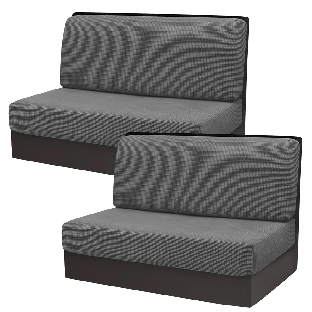 2 Stück Camper Kissenbezüge, 1 Set Spannbezüge Couch, RV-Sitzbezüge, Wohnwagen Polster, Sofa-Sitzkissenbezüge, Wohnmobil-Sitzbezüge für Anhänger Reisemobilsitz, Waschbar (4 Stück Hellgrau)