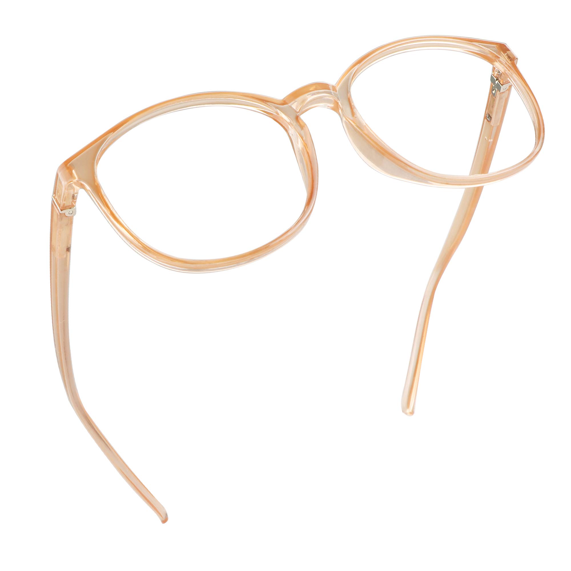 LifeArt Round Blue Light Blocking Glasses, Computer Glasses, Gaming Glasses, TV Glasses for Women Men (Champagne, 2.00 Magnification)