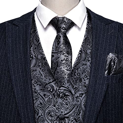 Image of Barry.Wang Mens Suit Vest Paisley /Flower Silk Jacquard Waistcoat Ties Set Formal /Leisure 5PCS