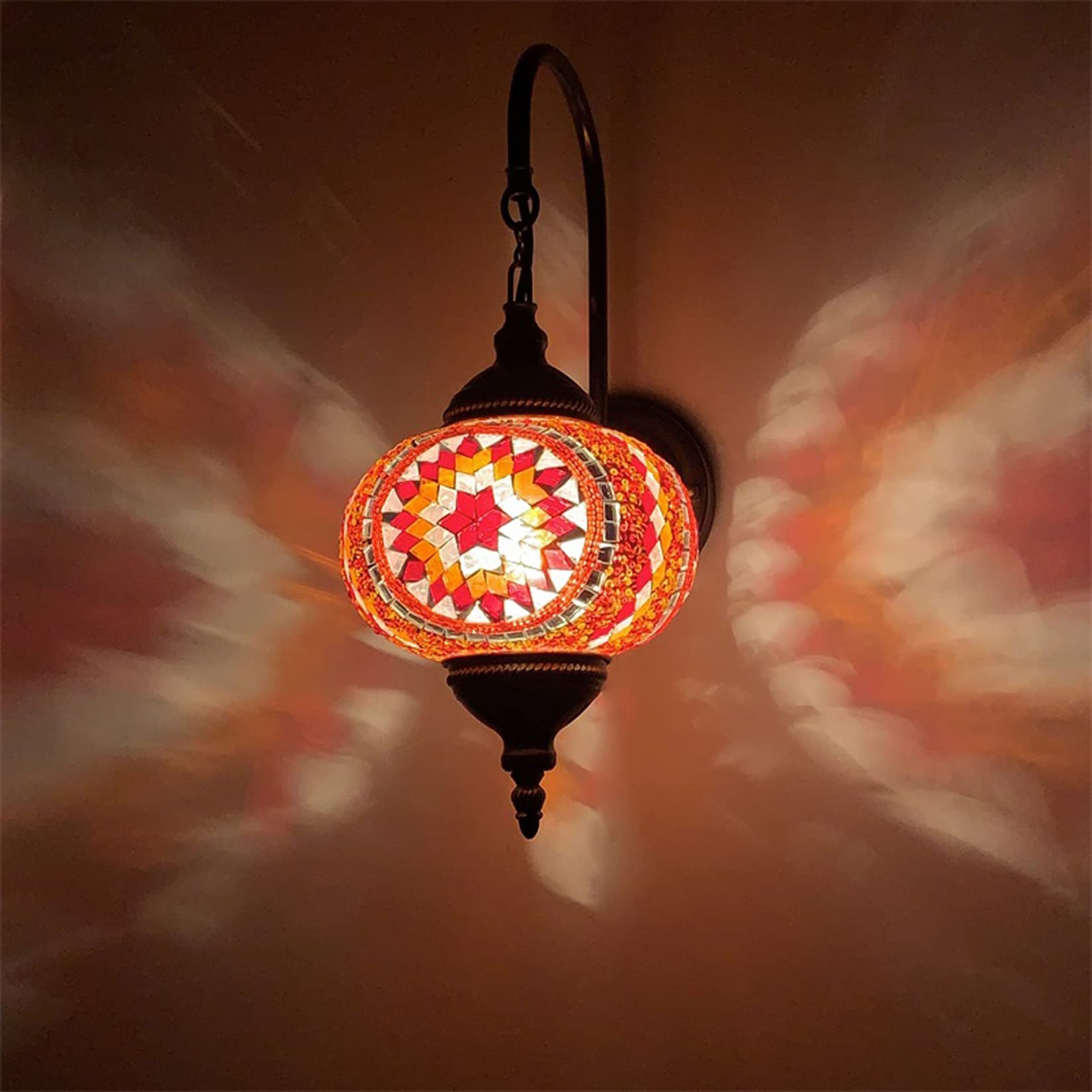 BOTOWI Turkish Outdoor Waterproof Wall Lights Moroccan Mosaic Sconce Wall Lamp Fixture Vintage Bohemia Outside Lights for Outdoor Balcony Aisle Hallway Courtyards,E14,110-240V, 7 Inches,C
