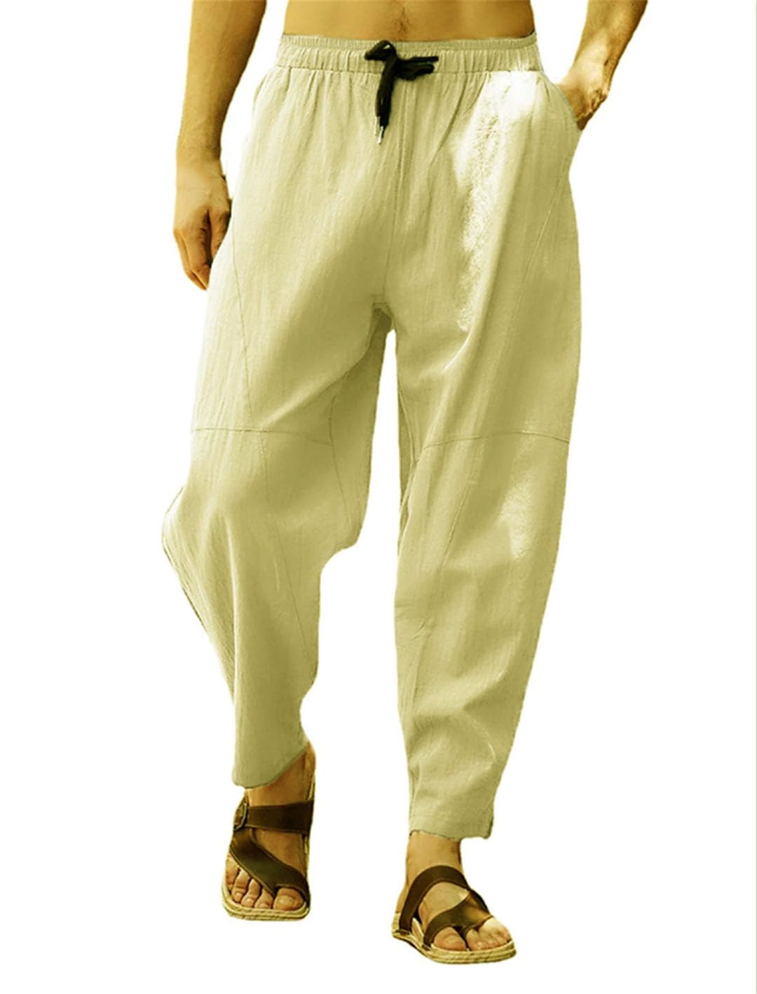 Pantalón Lino Hombre Ancho Casual Deportivo Jogging