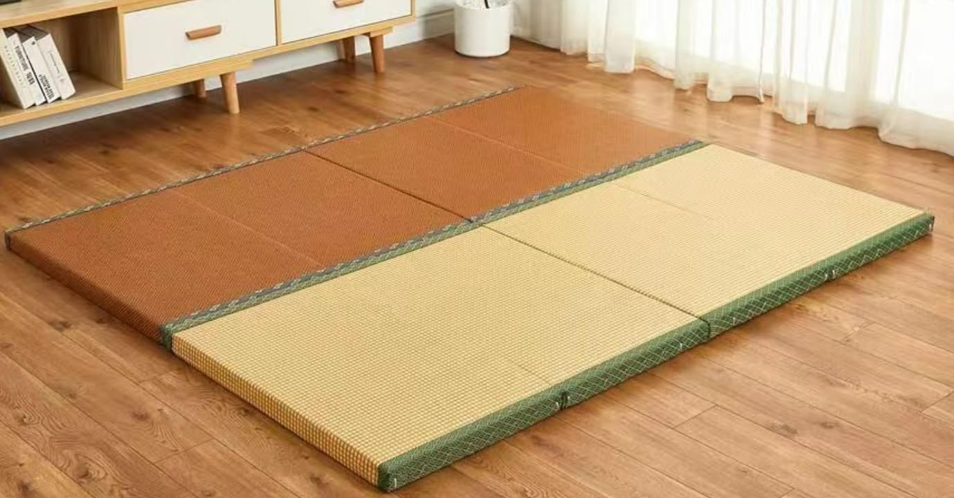 Colchón plegable japonés para meditación y yoga, futón de hierba marrón, ideal para uso zen y sala de té, 60 x 180 cm