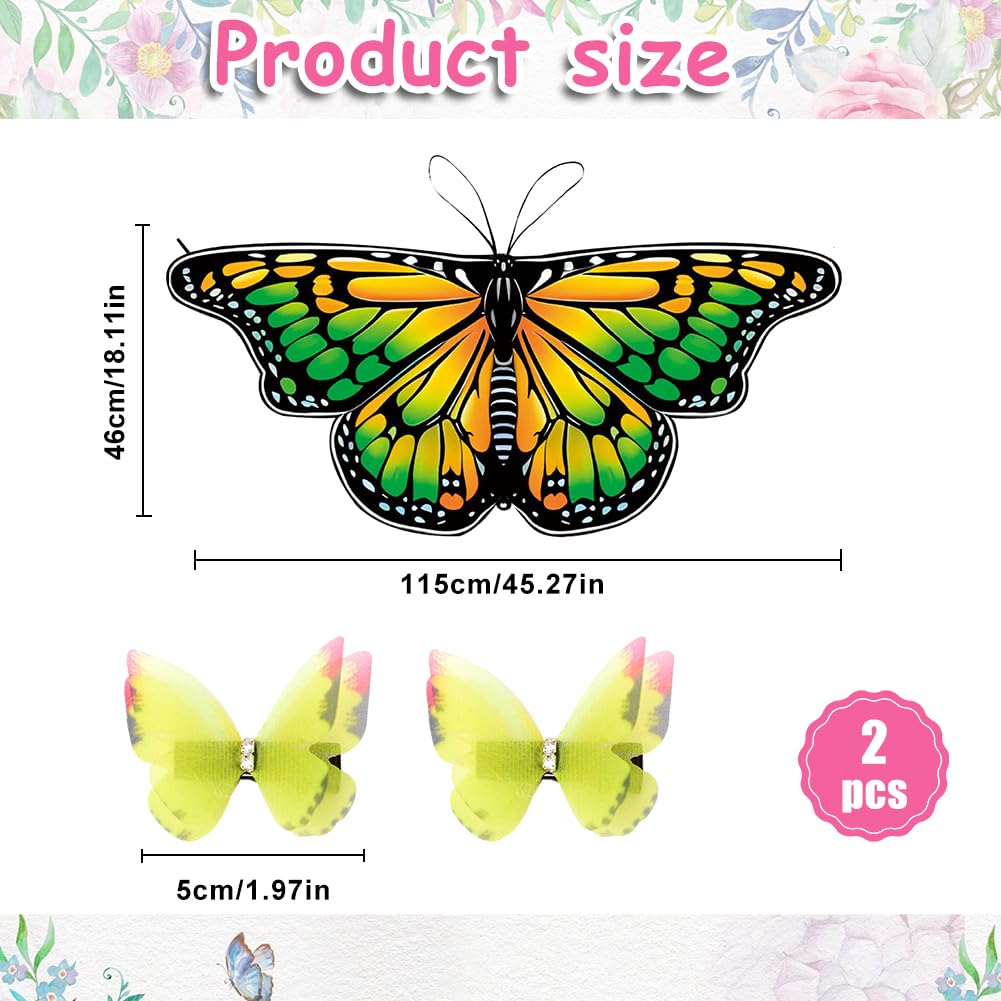 Kostium Motyl Dziewczynka, 3 Sztuk Motyl Peleryna Dziewczyna Skrzydła Motyle Dziewczyny Kostium Motyla Z Widelcami Motyli, Odpowiedni dla Księżniczki Udawania, Zabawa Impreza