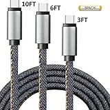 USB Type C Cable,(3Pack 3FT 6FT 10FT)Premium Denim Braided Cord Fast Charging Sync & Charging Cable for Samsung Galaxy Note 9,S8,S8 Plus,S9,S9Plus,LG G5/G6/V20, Nexus 5X/6P, Axo