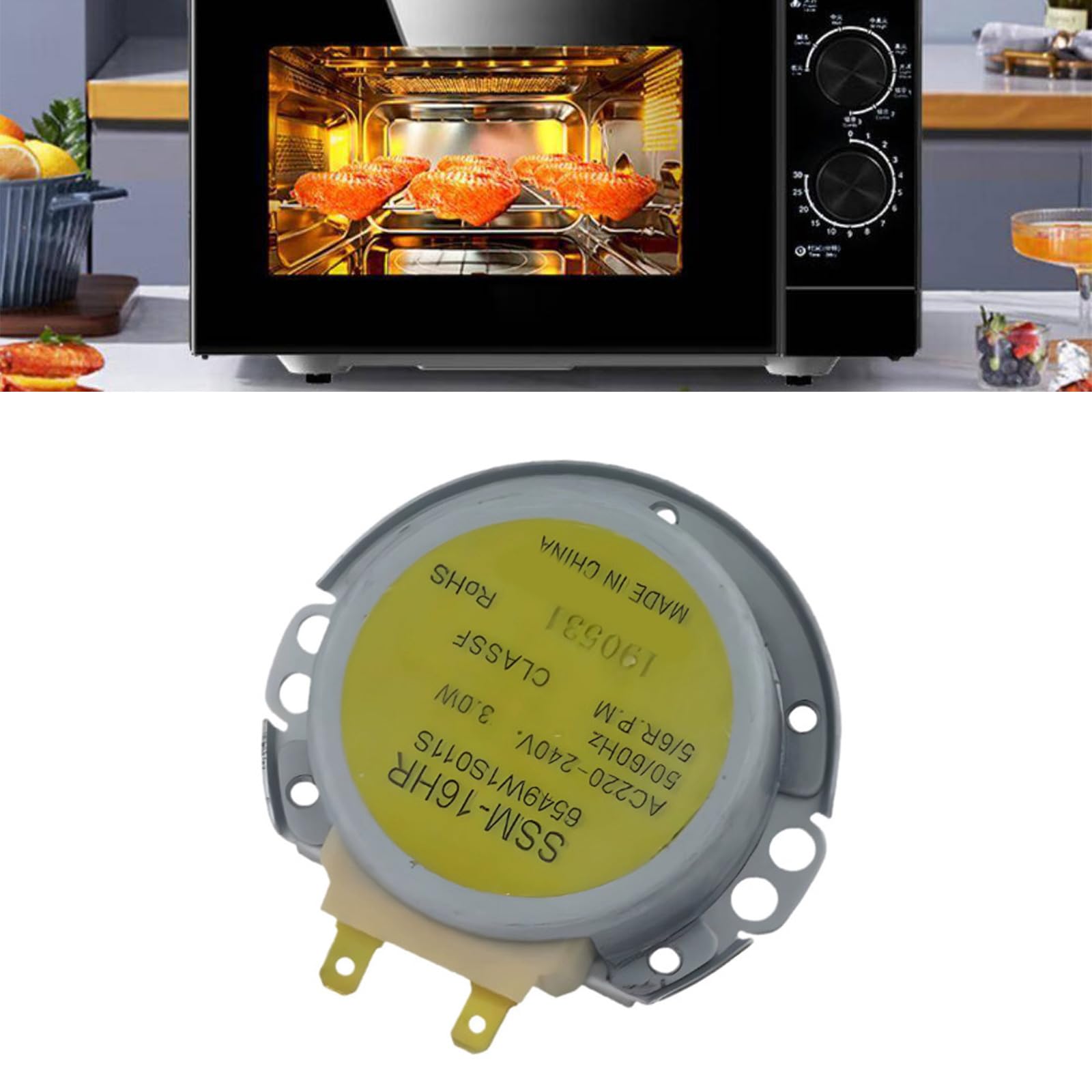 Motor universal de plato giratorio para microondas adecuado para varias marcas de 220 V, textura metálica, pieza de repuesto de fácil instalación