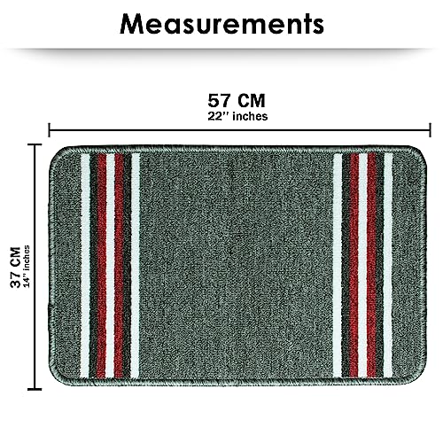 Image of Pack of 2 Nylon Anti Skid Mat for Bathroom | Floor Mat for Bathroom, Kitchen, Bedroom & Office | Light Grey Stripes Design-(37x57cm)