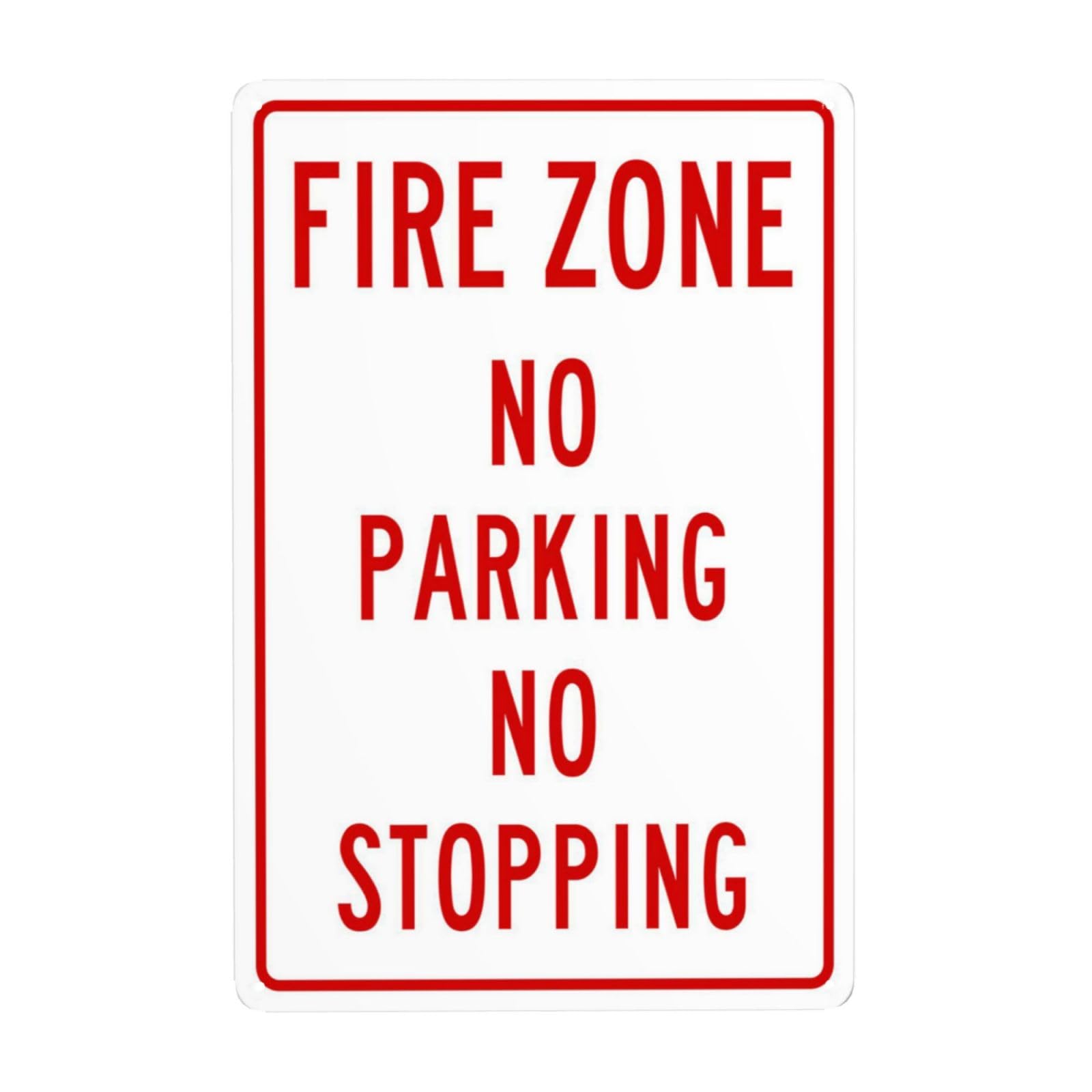 SMAZDFXX No Parking No Stopping Fire Zone Metal Warning Signs, Cautions Security Tin Sign, Safety Posted Signs for Street Business Wall Decor 8"x12"