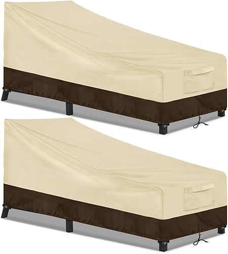 Miniatura 8 de Wanocean Funda para silla de piscina al aire libre  Impermeable 600D Patio Chaise Lounge  Fundas de muebles de patio resistentes para muebles de