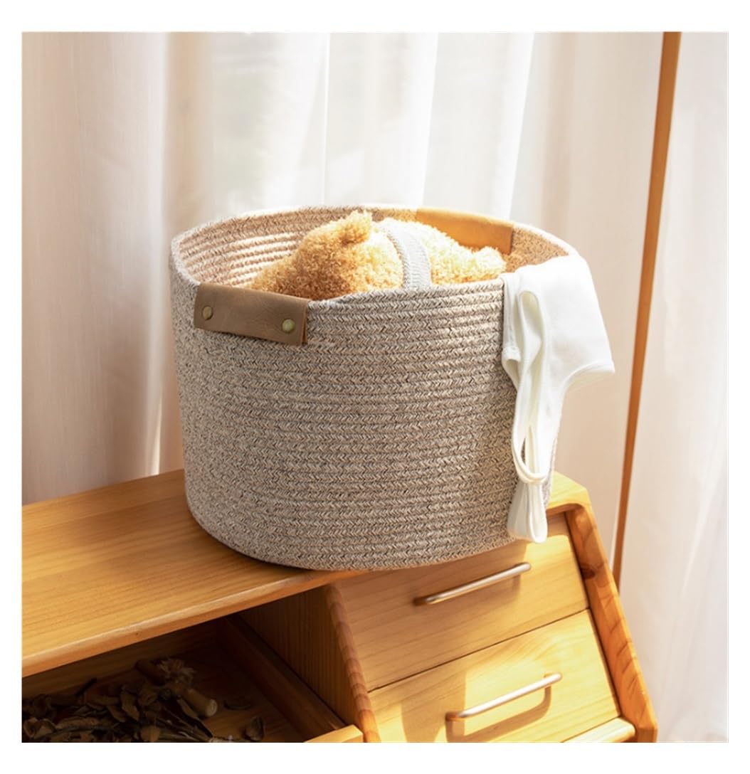 Kosz Na Pranie Kosz Na Bieliznę Kosz Na Pranie Z Tkanej Liny Bawełnianej Domowy Wiadro Organizer Pulpit Kosz Na Pranie Pojemnik Na Pranie Skrzynia Na Pranie (Color : C, Size : 38 * 28cm)