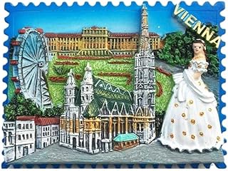 Austria Vienna Salzburg Innsbruck ISCHGL Tourist Souvenir Musician Mozart Beethoven Magnet Refrigerator Sticker Cuckoo Clock Home Decorations Gift (Color : Vienna)