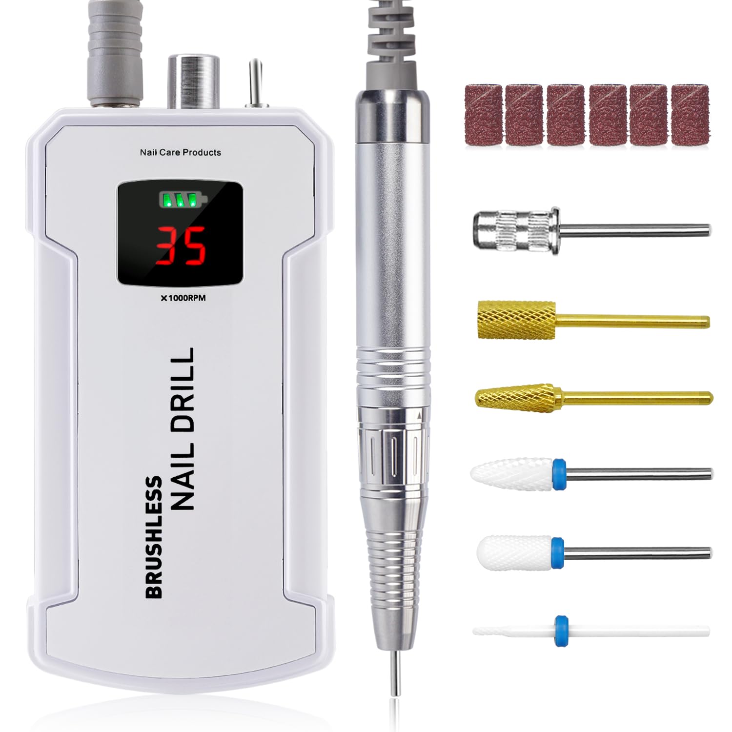 Nail Drill Professional, 35000RPM Brushless Nail Drill Machine, Rechargeable Efile Nail Drill Cordless Electric Nail File for Acrylic Nails Nail Drill Professional, 35000RPM Brushless Nail Drill Machine, Rechargeable Efile Nail Drill Cordless Electric Nail File for Acrylic Nails