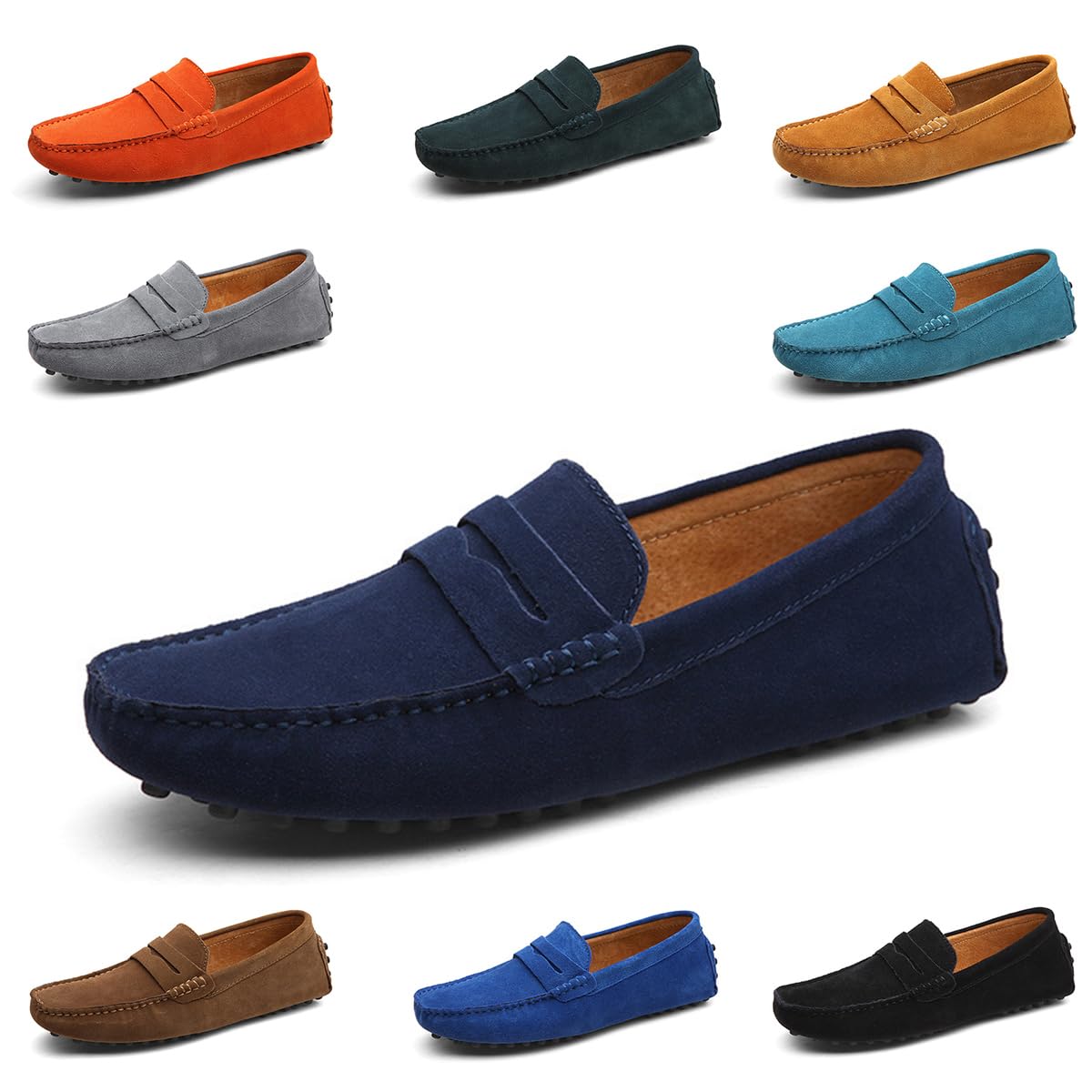 Mocassini Uomo Pelle Scamosciata Penny Mocassini Slip On Loafers Morbidi Comfort Scarpe da Guida Pantofole
