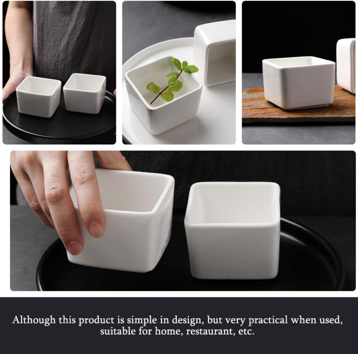 2pcs White Ceramic Small Dipping Bowls Xmas for Sauce and Seasoning