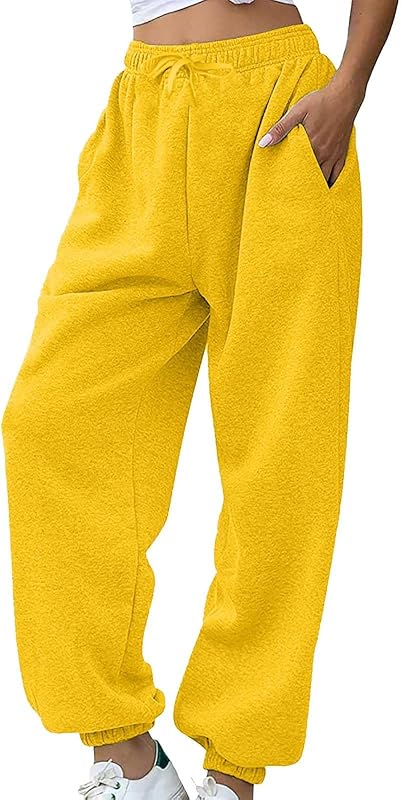 Nantdog Joggers for Women with Pockets Plus Size Lounge Drawstring Wide Leg Straight Sweatpants Cute High W