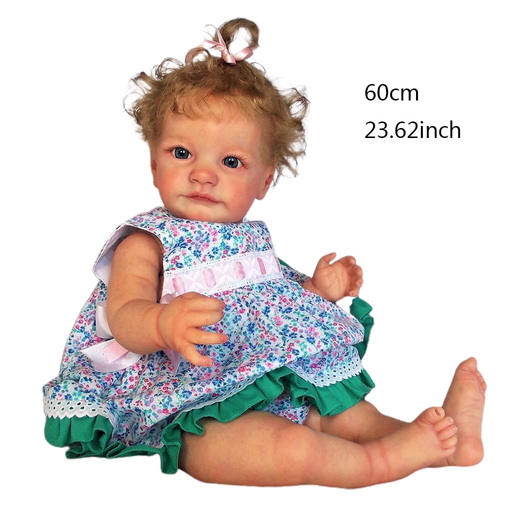 Reborns für Puppen, Babys, Mädchen, für Puppen, 60 cm, pflegend, realistisch, weicher Körper für W/geöffnete Augen, verwurzelte lebensechte Puppen, wiedergeborene Babys für Mädchen,