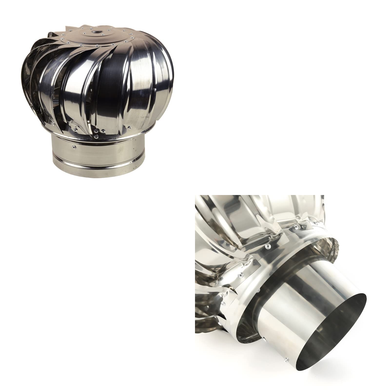Cappello del camino, cappuccio del camino, ventilatore a turbina rotante, cappuccio del camino rotante in acciaio inossidabile, cappuccio del camino multiuso superiore, con cappuccio rotante for tubi
