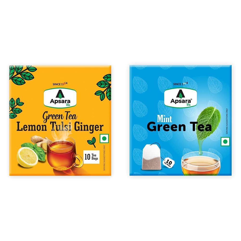 APSARA Lemon Tulsi Ginger Green Tea Bags Herbal Tea For Immunity Boost Weight Loss Digestion (10