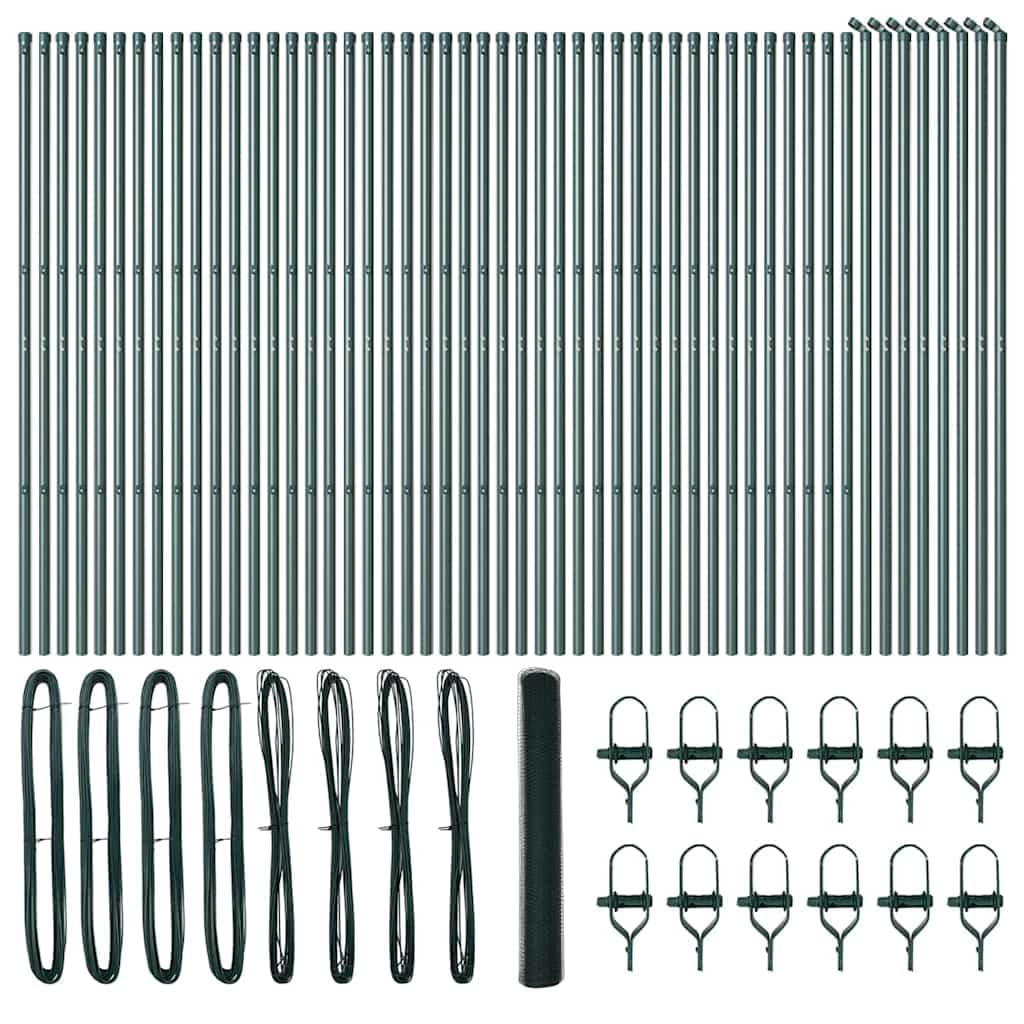 Garden Fence Post Green 100 x 1.2m Steel PVC 13mm Mesh Outdoor Security Barrier for Yard Patio Corrosion Resistant Durable Easy Assembly 104 Pack