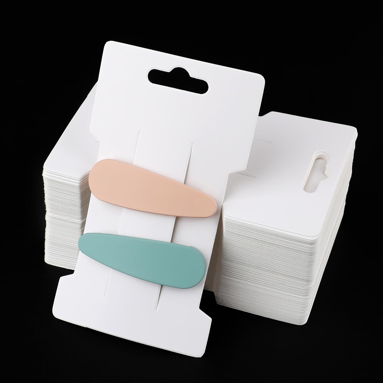 200 Pcs Hair Clip Display Cards, Hair Bow Holder Cards, Hair Accessories Display Cards, White Cardstock 6.7 x 11.5 cm, Packaging Cards for Barrettes, Jewelry Display Holder, Boutique Supplies 350GSM