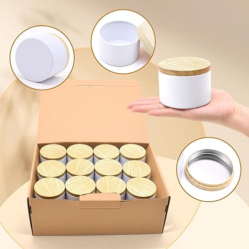 Miniatura 158 de Latas para velas de 16 onzas, paquete de 12 frascos de metal de alta calidad de 16 onzas con tapas para hacer velas, contenedores de velas vacíos a