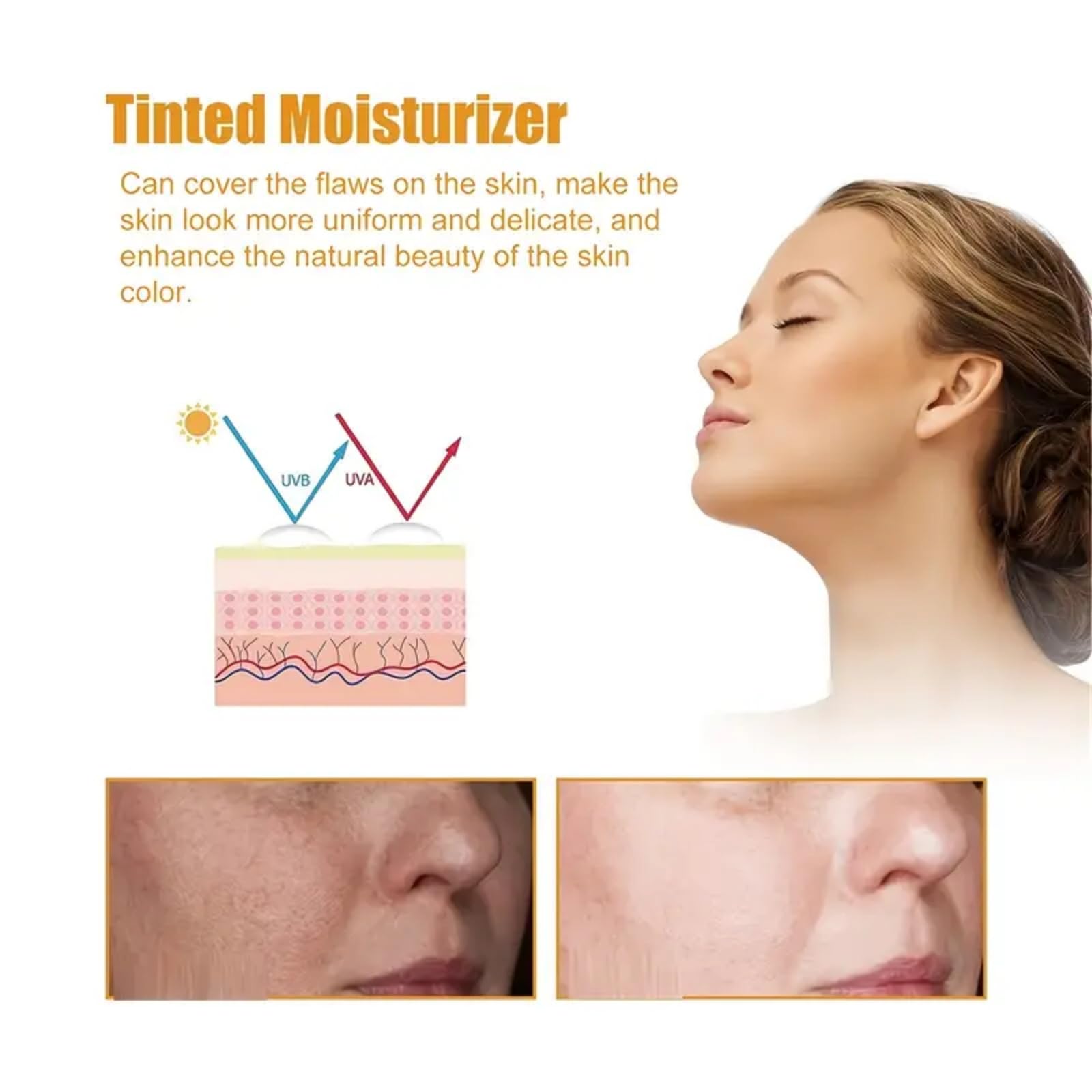 4 in 1 Moisturizing Full Coverage Liquid Foundation,Sunscreen Serum Spf 50 Foundation,Color Correcting Primer with Spf 50+,Skin Tint Foundation,Face Suncream,Found-ation Matte,Waterproof Found-ation - Image 4