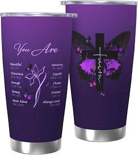 Christian Gift for Women, Purple Double Wall Stainless Steel 20oz