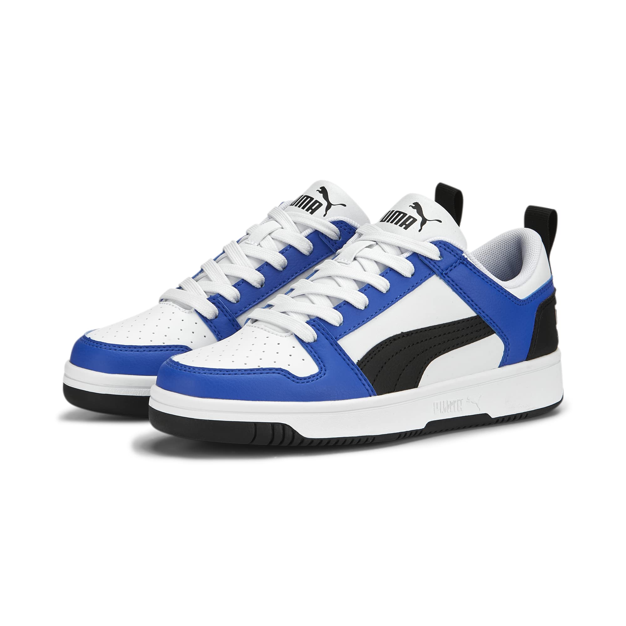 PUMA Rebound Layup Sneaker, White Black-Royal Sapphire, 4.5 US Unisex Big Kid