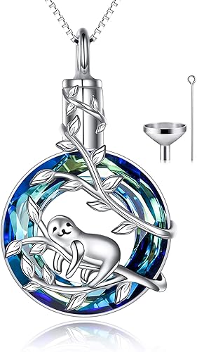 POPKIMI Sloths Gifts for Women S925 Sterling Silver Sloth Pendant Necklace Memorial Jewelry Gifts Birthday Christmas