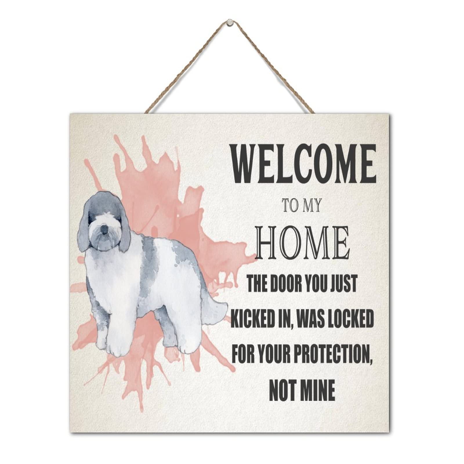 Décoration murale pour porche en bois Welcome To My Home aux finitions artisanales durables
