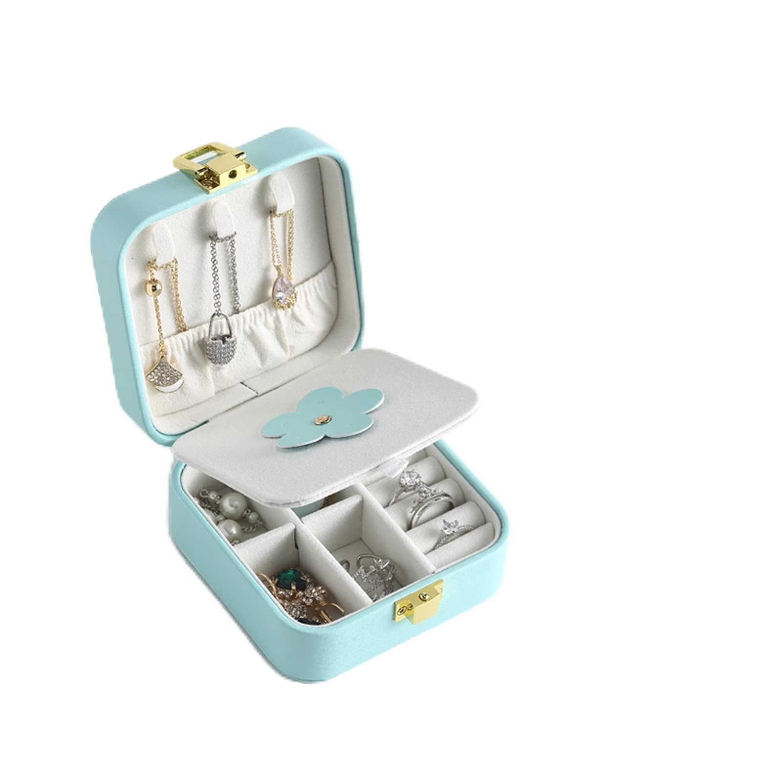 Portagioie da donna, in pelle PU, con specchio, organizer da viaggio per orecchini, gemelli, accessori da viaggio per donne, regali per ragazze e adolescenti, regali per adolescenti