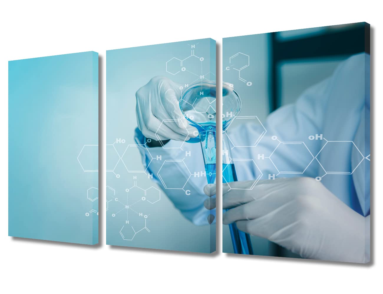 TUMOVO Canvas Wall Art Medical Examination Poster Canvas Paintings Wall Art 3 Panel Medical Young Scientist Wall Decor for Living Room, Bedroom, Bathroom, Office. Framed Ready to Hang (36" Wx24 H)