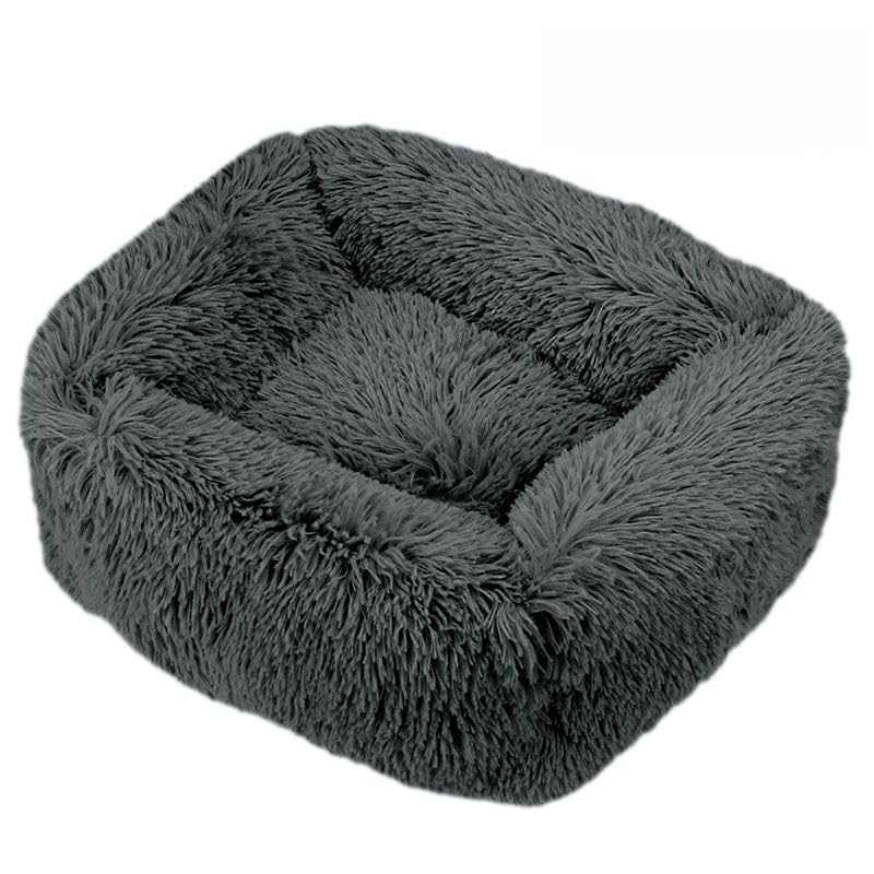 Odot Plush Dog Bed, Small Medium Large size Dogs, Square Washable Pet Bed for Cat Puppy Crate, Calming Dog Sofa, Soft and Fluffy, Non-Slip (Dark Grey,M) — image 1