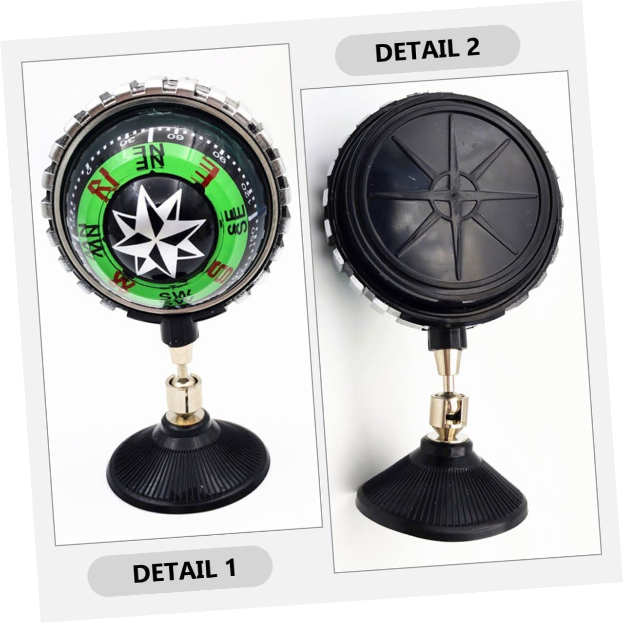 2pcs Adjustable Abs Ball Compass with Strong Suction Cup for Car Boat Truck Dashboard Navigation Non-Fading Automotive Compass for Outdoor Use Green Colored Sphere Design