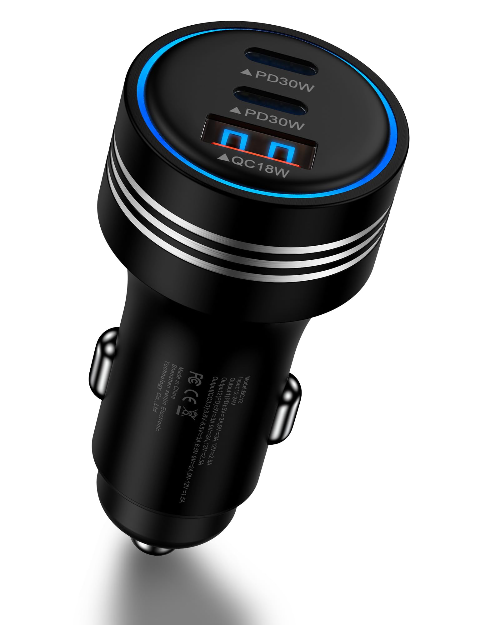 iPhone 16e Car Charger Fast Charging, 78W 3-Port Super Fast Charge USB A & USB C Car Power Cigarette Lighter Adapter for iPhone 16/16e/16Pro Max/5 Pro/15/14/13/12/XR, iPad, Samsung S25/S24/A56/A55/A26