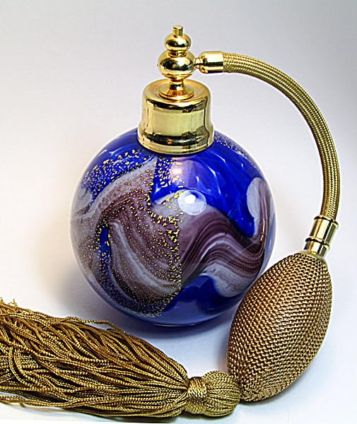 Alice-Aliya Vintage perfume crystal glass Bottle with Gold Bulb Atomizer Sprayer.