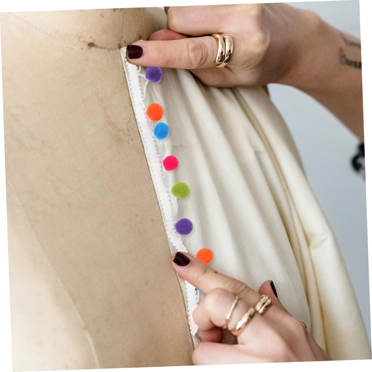 STOBOK 32piezas Lote Cintas Decorativas Con Pompones De Lana Para Manualidades Para Fiestas Bodas y Proyectos De Costura Creativos Longitud Suficiente Para Diversas Decoraciones