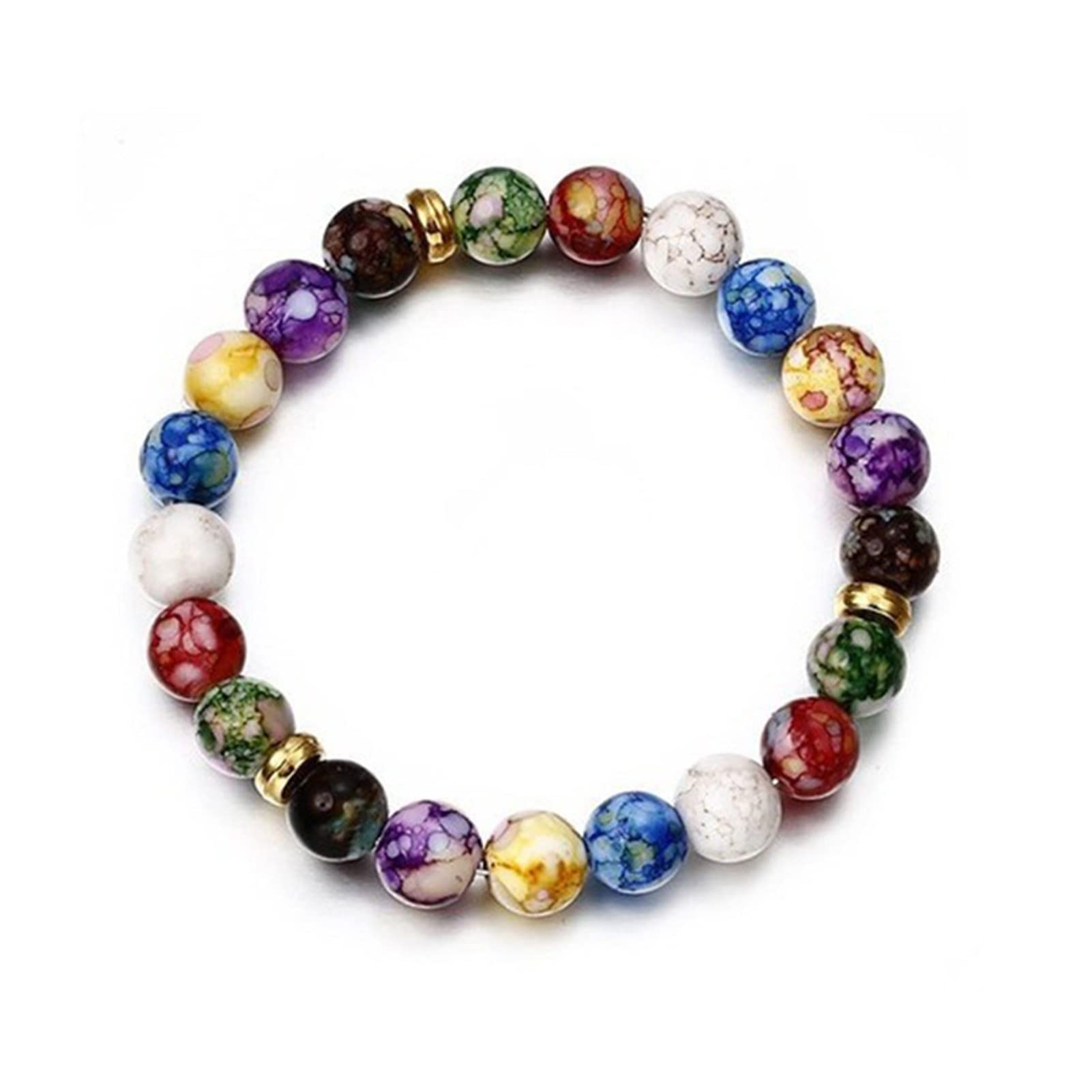 GenericChakra Bracelets for Women Reiki Healing Crystals Yoga Beads Stretch Bracelet Handmade Natural Gemstones Braided Rope Elastic String Cuff Beads Bangle Anxiety Relief Meditation Spiritual Gifts